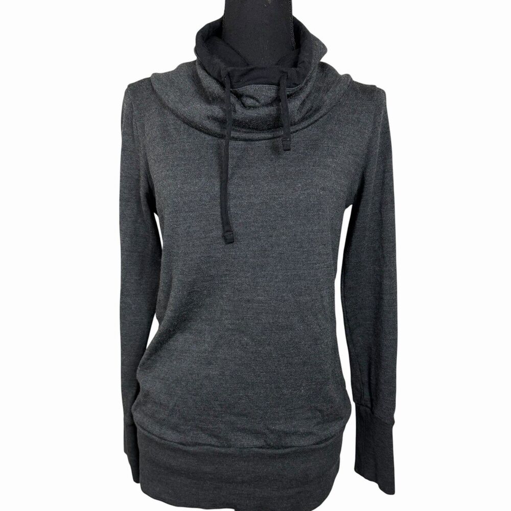 Icebreaker Merino Wool Cowl Neck Pullover Sweater Womens Small Gray Black